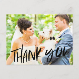 Cartão Postal Cachorro no casamento Foto de agradecimento Cartaz