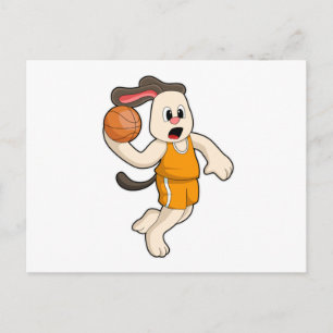 Cartão Postal Cachorro no Esporte Basquetebol