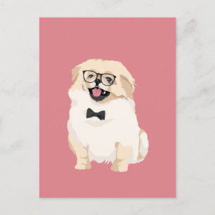 Cartão Postal Cachorro Pekingese de Hipster bonito para amantes