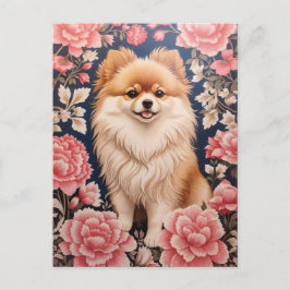 Cartão Postal Cachorro Pomeraniano Cachorro Rosa