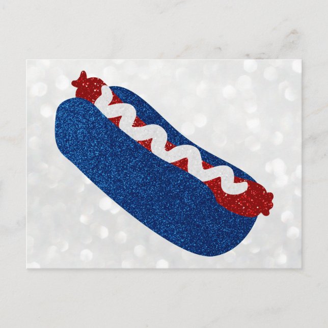Cartão Postal Cachorro Quente 4 de Julho Brilho (Frente)