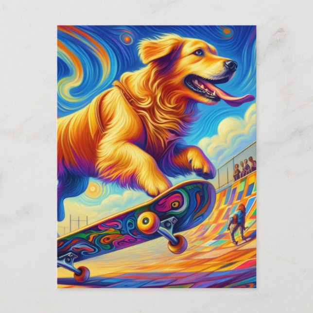 Cartão Postal Cachorro-quente Colorido Skate (Frente)