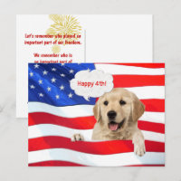Cachorro Retriever Dourado e Bandeira Americana Ob