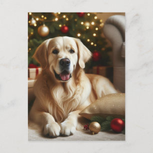 Cartão Postal Cachorro Retriever Dourado Natal