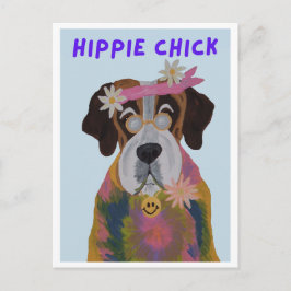 Cartão Postal Cachorro São Bernardo Hippie