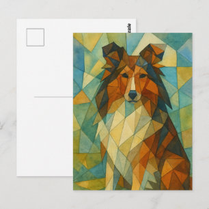 Cartão Postal Cachorro Shetland Cubista Sentado