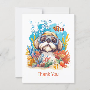 Cartão Postal Cachorro Shih Tzu Agradecido Pulando com Snorkel n