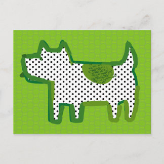 Cartão Postal 'cachorro verde' pintura digital Postcard