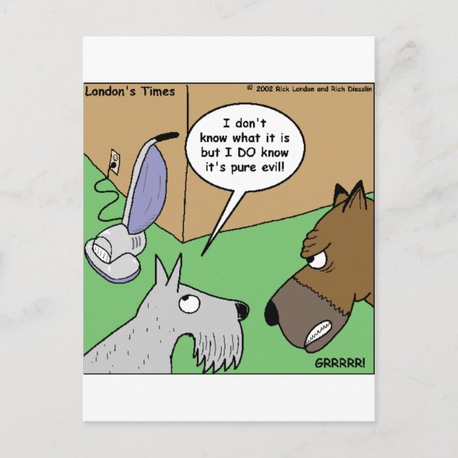 Cartão Postal Cachorro VS. Limpador de Vácuo Presentes e Coleçõe (Frente)