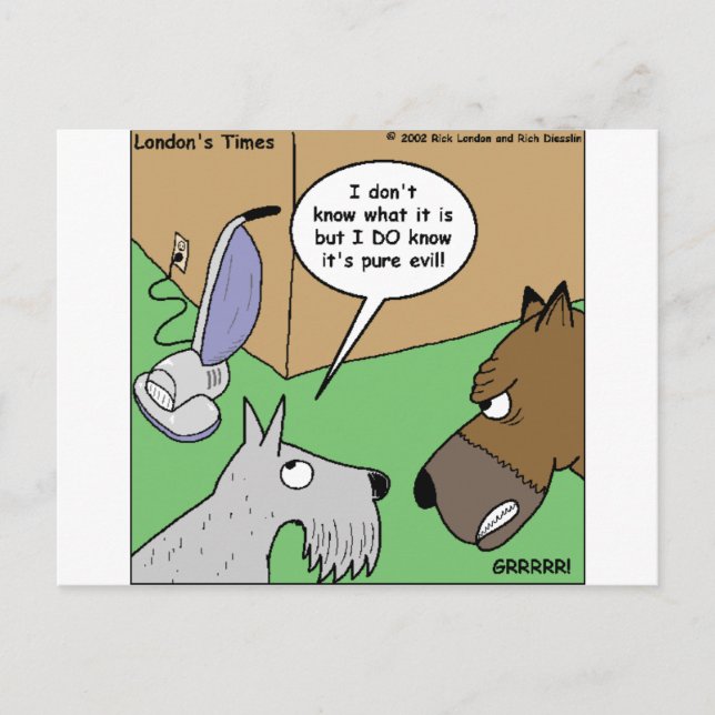 Cartão Postal Cachorro VS. Limpador de Vácuo Presentes e Coleçõe (Frente)