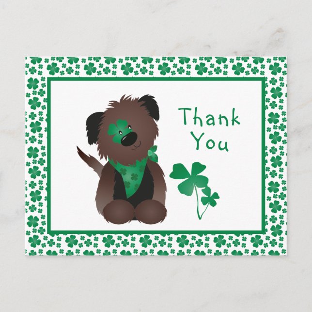 Cartão Postal Cachorro Xamã Verde Shamrock (Frente)