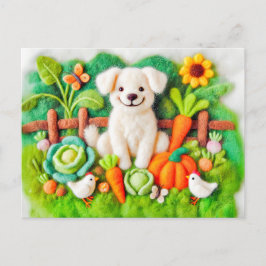 Cartão Postal Cachorros de Arte Feliz Relaxando em um Jardim Col