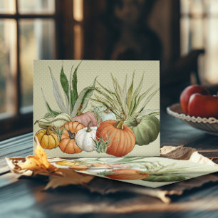 Cartão Postal Cacto de Abóbora e Plantas Aéreas Aquarela