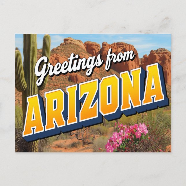 Cartão Postal Cacto do Arizona e Deserto (Frente)