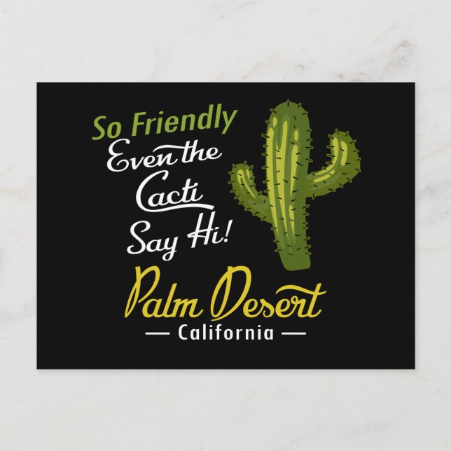 Cartão Postal Cacto engraçado retrô de Palm Desert (Frente)