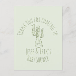 Cartão Postal Cacto Saguaro Desenhado à Mão Verde Baby Shower
