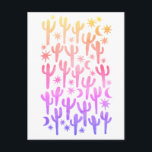 Cartão Postal Cacto Saguaro Deserto Noturno Pôr do Sol Aquarela<br><div class="desc">Confira este padrão colorido de cacto.
 
 Visite minha loja para mais!</div>