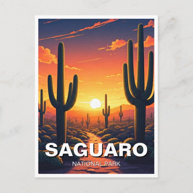 Cartão Postal Cactos no Parque Nacional de Saguaro Souvenir (Frente)