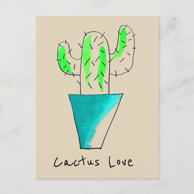Cartão Postal Cactus adora ilustração fofa do deserto mexicano (Frente)