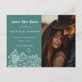 Cartão Postal Cactus Line Art Desert Foto para Salvar a Data