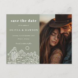 Cartão Postal Cactus Line Art Desert Foto para Salvar a Data