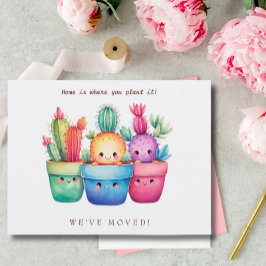 Cartão Postal Cactus New Home Moving Announement Watercolor