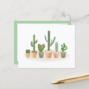 Cartão Postal Cactus Planter Cute Cactos Cacto Nota de Linha
