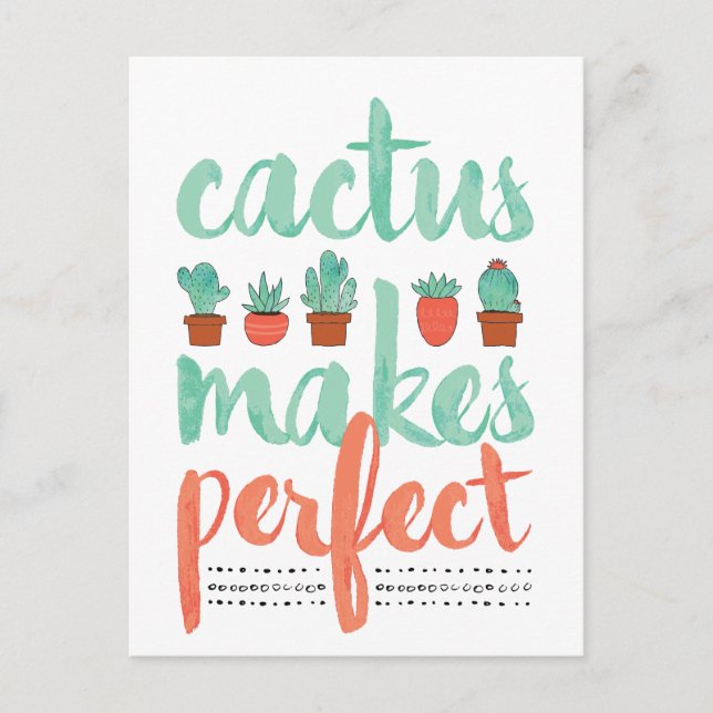 Cartão Postal Cactus Torna Gráficas Pequenas Plantas De Cactus P (Frente)