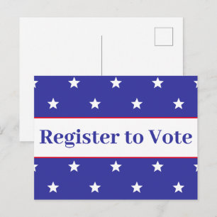 Cartão Postal Cadastre-se para Votar Vermelho Branco e Azul
