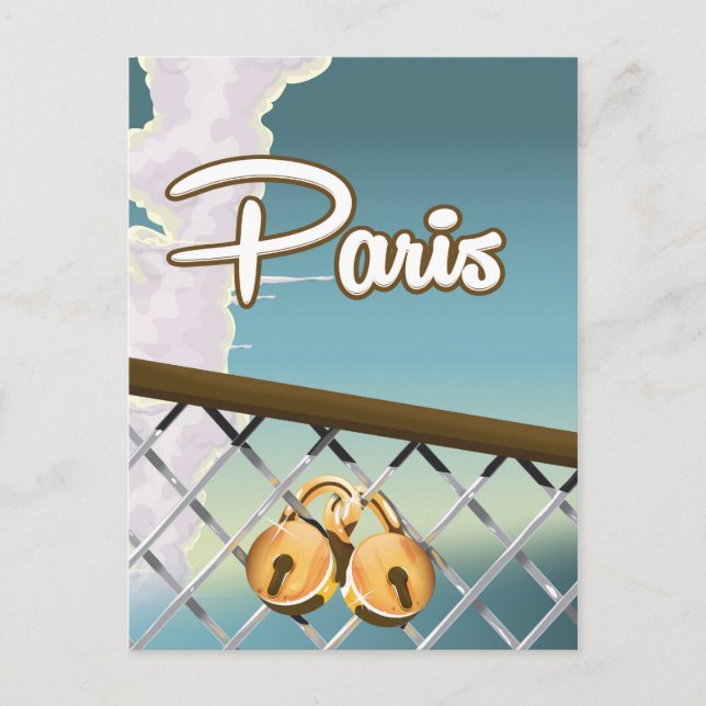 Cartão Postal Cadeados do amor de Paris (Frente)