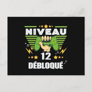 Cartão Postal Cadeau 12 anos Anniversaire Gamer Niveau 12