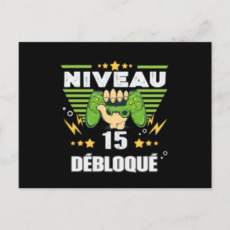 Cartão Postal Cadeau 15 ans Anniversaire Gamer Niveau 15