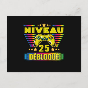 Cartão Postal Cadeau 25 ans Anniversaire Gamer Niveau 25