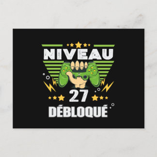 Cartão Postal Cadeau 27 ans Anniversaire Gamer Niveau 27