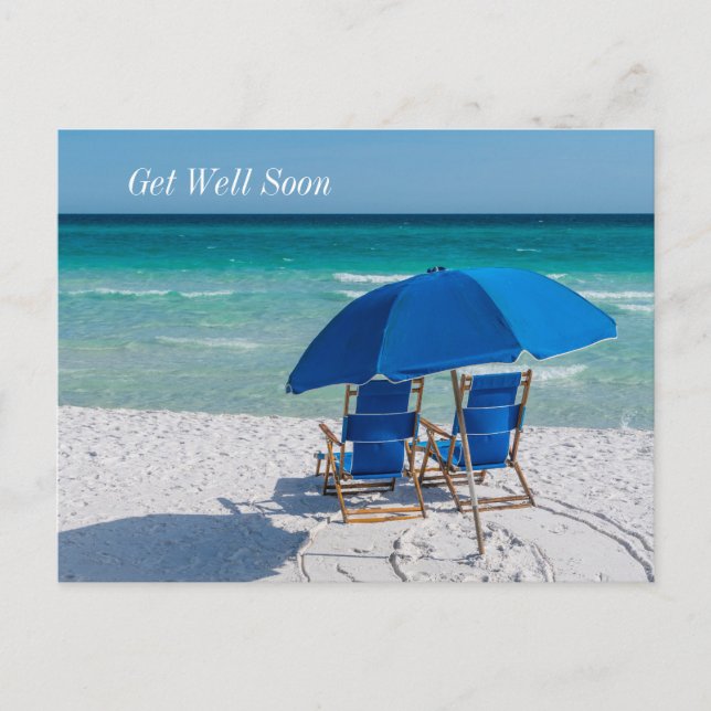 Cartão Postal Cadeiras e guarda-chuva de Destin Flórida Get Well (Frente)