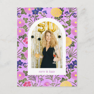 Cartão Postal Caderno de fotos de aniversário de 50 anos floral