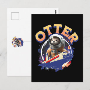 Cartão Postal Cadete Cute Otter Astronauta Espaço Exterior Shutt