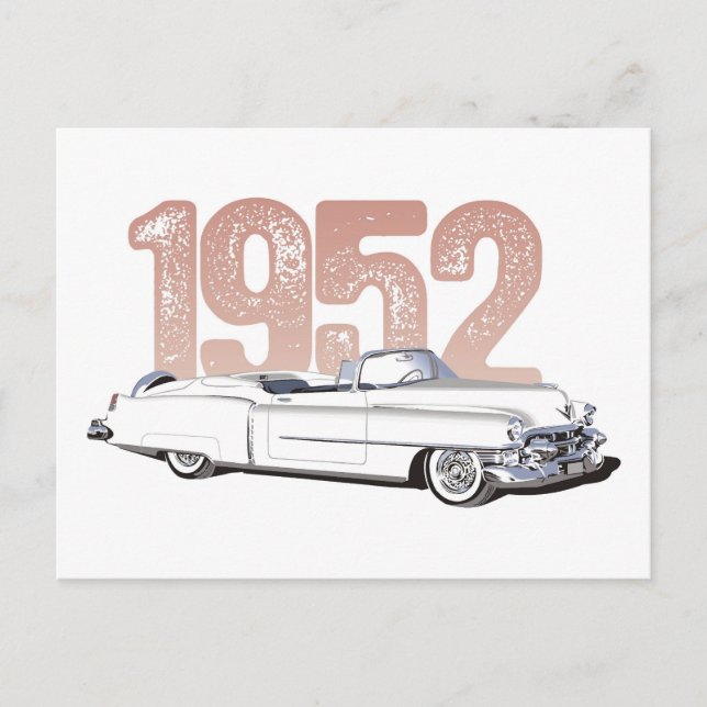 Cartão Postal cadillac Coupe De Ville de 1952, convertível branc (Frente)