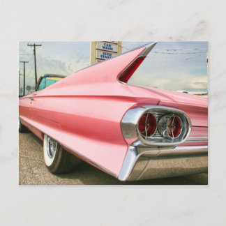Cartão Postal cadillac rosa convertível 1962