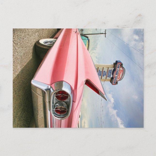Cartão Postal cadillac rosa convertível 1962 (Frente)
