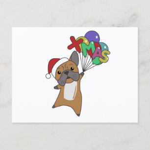 Cartão Postal Cães-Bulldog Feliz Natal Animais de inverno