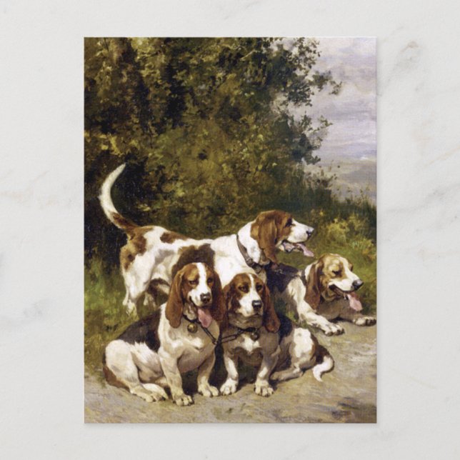 Cartão Postal Cães caçadores - Arte Canina de Charles de Penne (Frente)