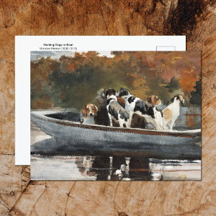 Cartão Postal Cães caçadores em Boat Winslow Homer