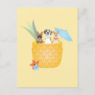 Cartão Postal Cães de abacaxi Pina Colada