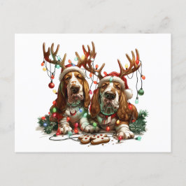 Cartão Postal Cães de Cães de Caça de Natal