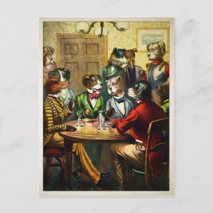Cartão Postal Cães de charuto Vitorianos antigos