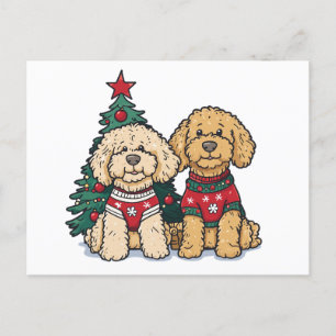 Cartão Postal Cães de Goldendoodle de Natal