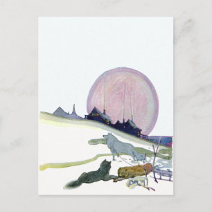 Cartão Postal Cães de Leve do Alasca na neve