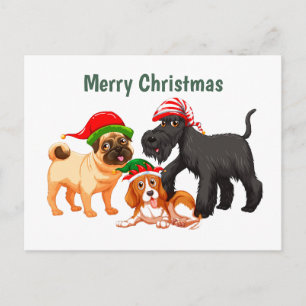 Cartão Postal Cães de Natal animados