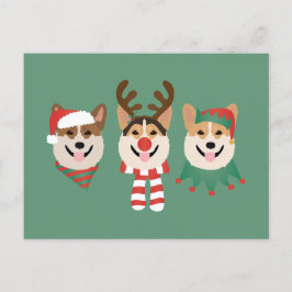 Cartão Postal Cães de Natal Pembroke Welsh Corgi